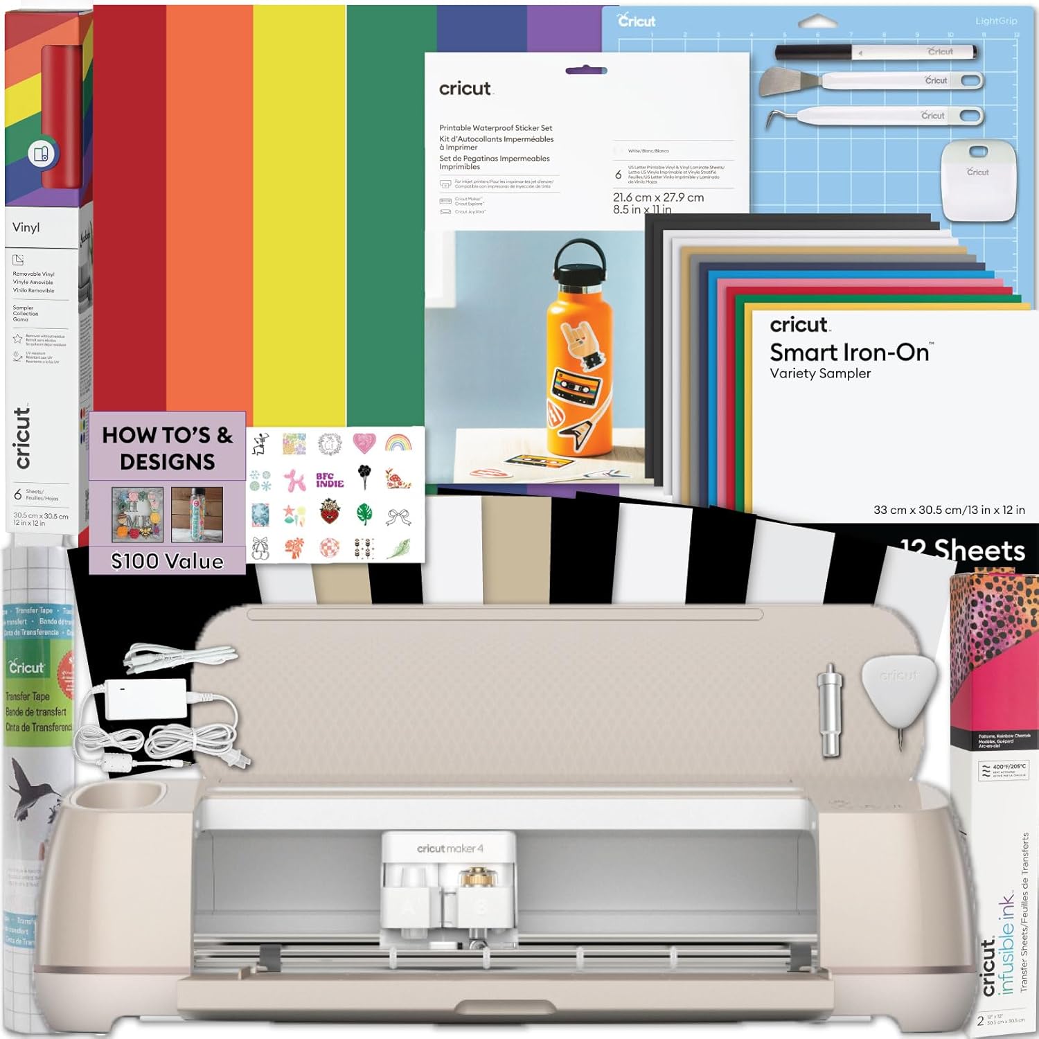 ☀️Summer Sale🔥🎨Cricut Maker 4 T-Shirt Making Bundle – Cutting Machine + EasyPress SE Heat Press, Vinyl & Iron-On Kit for DIY Apparel & Crafts