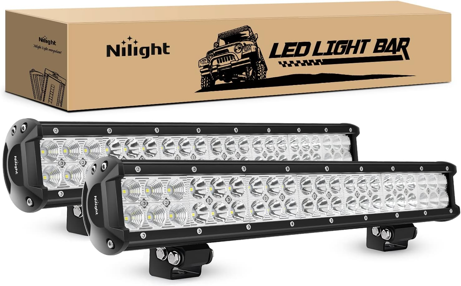 🚀MEGA SALE💡Nilight 20Inch 126W Spot Flood Combo LED Light Bar & 18w Pods Multi-Style Kit for Offroad SUV, ATV & Boat 🚙