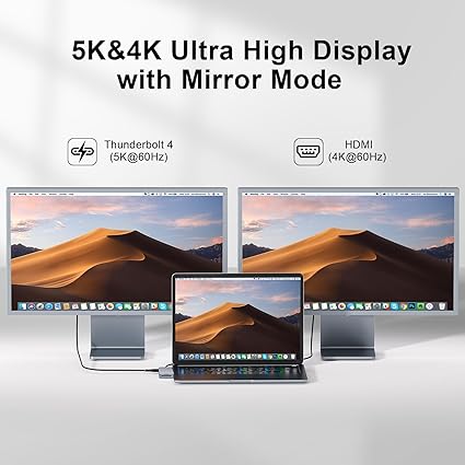 USB C Hub,8 in 2 USB Adapter for MacBook Pro Air，Thunderbolt 4 Dock 100W PD, 40Gbps, 4K HDMI