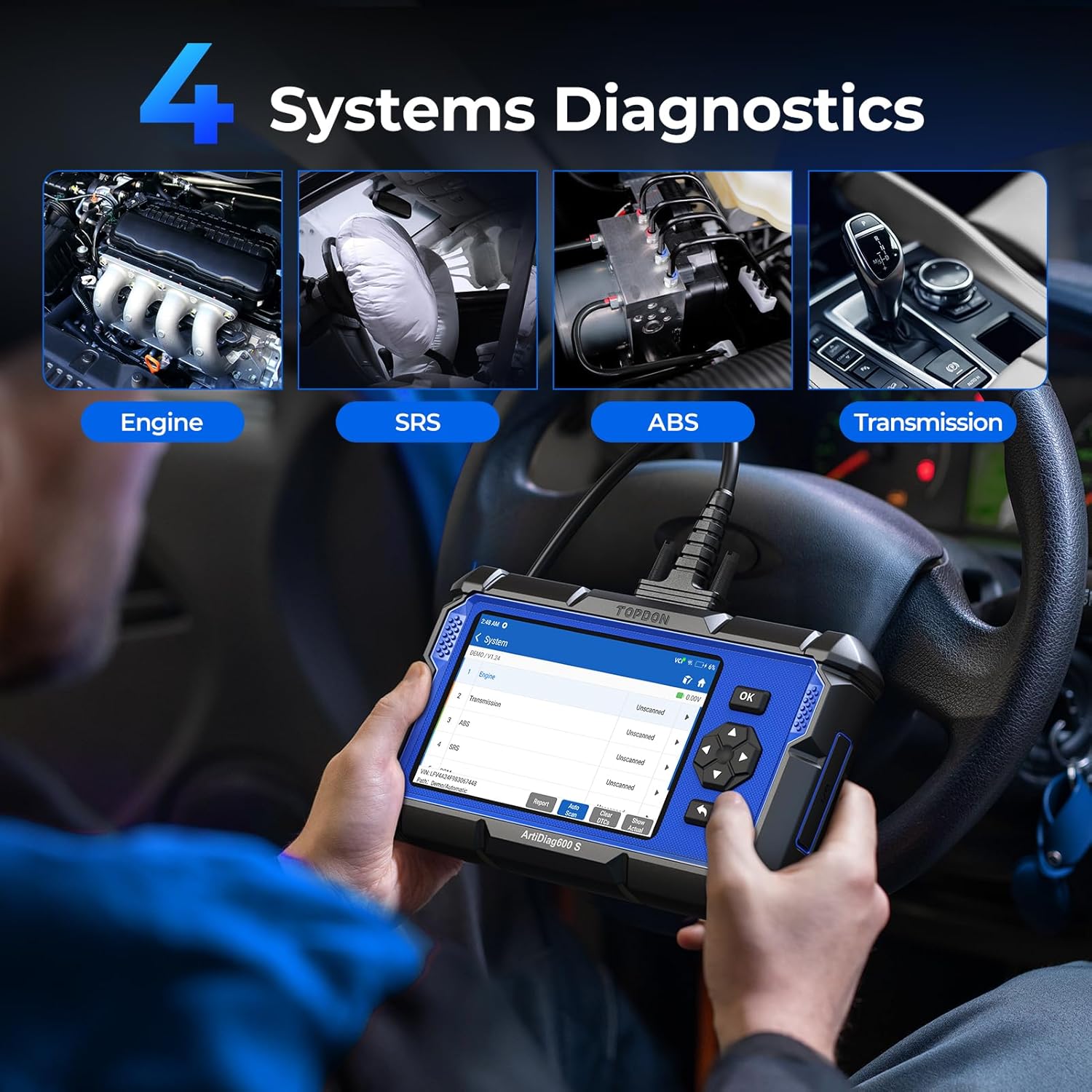 🚗🔧TOPDON AD600S ABS/SRS/AT/Engine Code Reader, 9 Reset Services, Free Lifetime Upgrade Scan Tool Car Battery Tester⚡📱