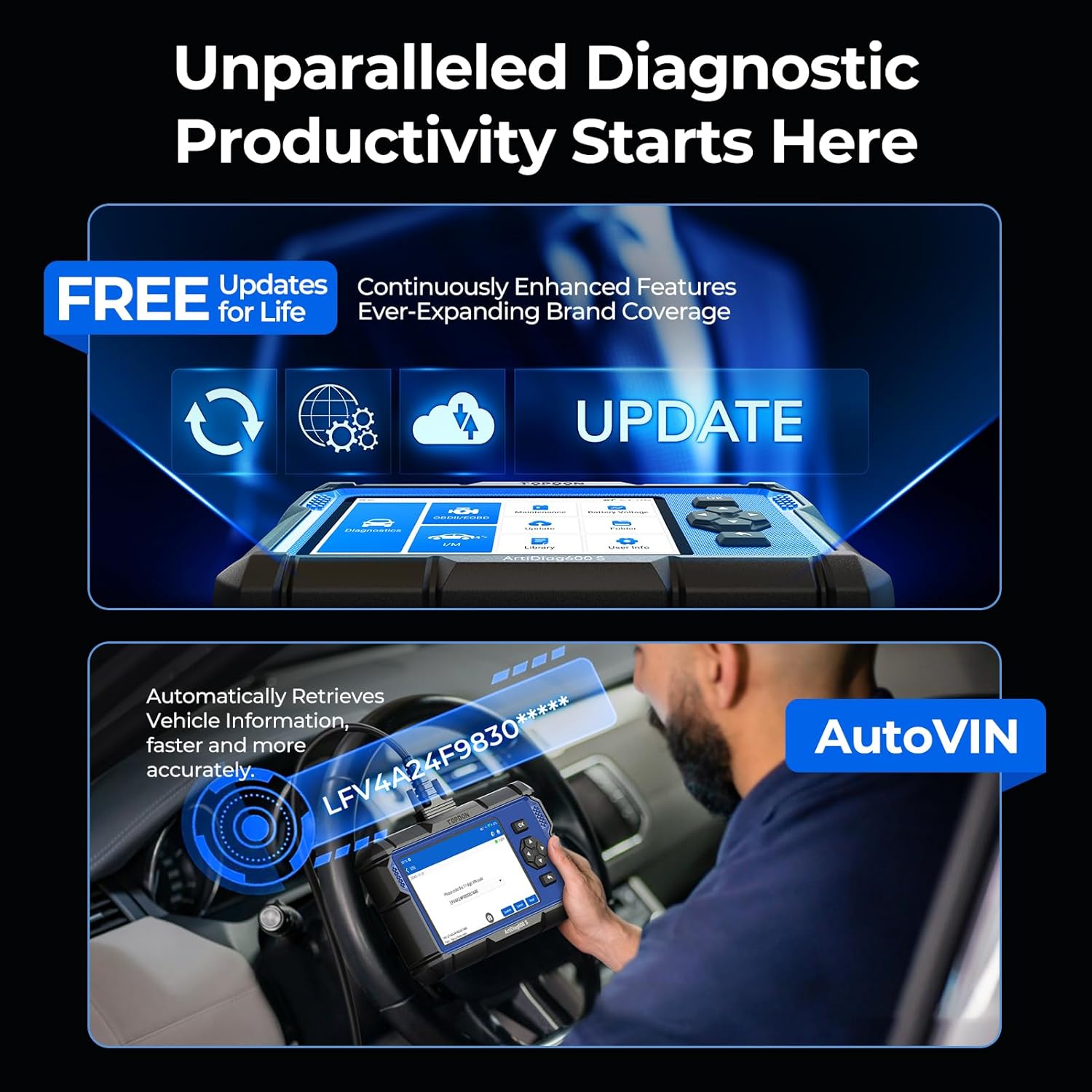 🚗🔧TOPDON AD600S ABS/SRS/AT/Engine Code Reader, 9 Reset Services, Free Lifetime Upgrade Scan Tool Car Battery Tester⚡📱