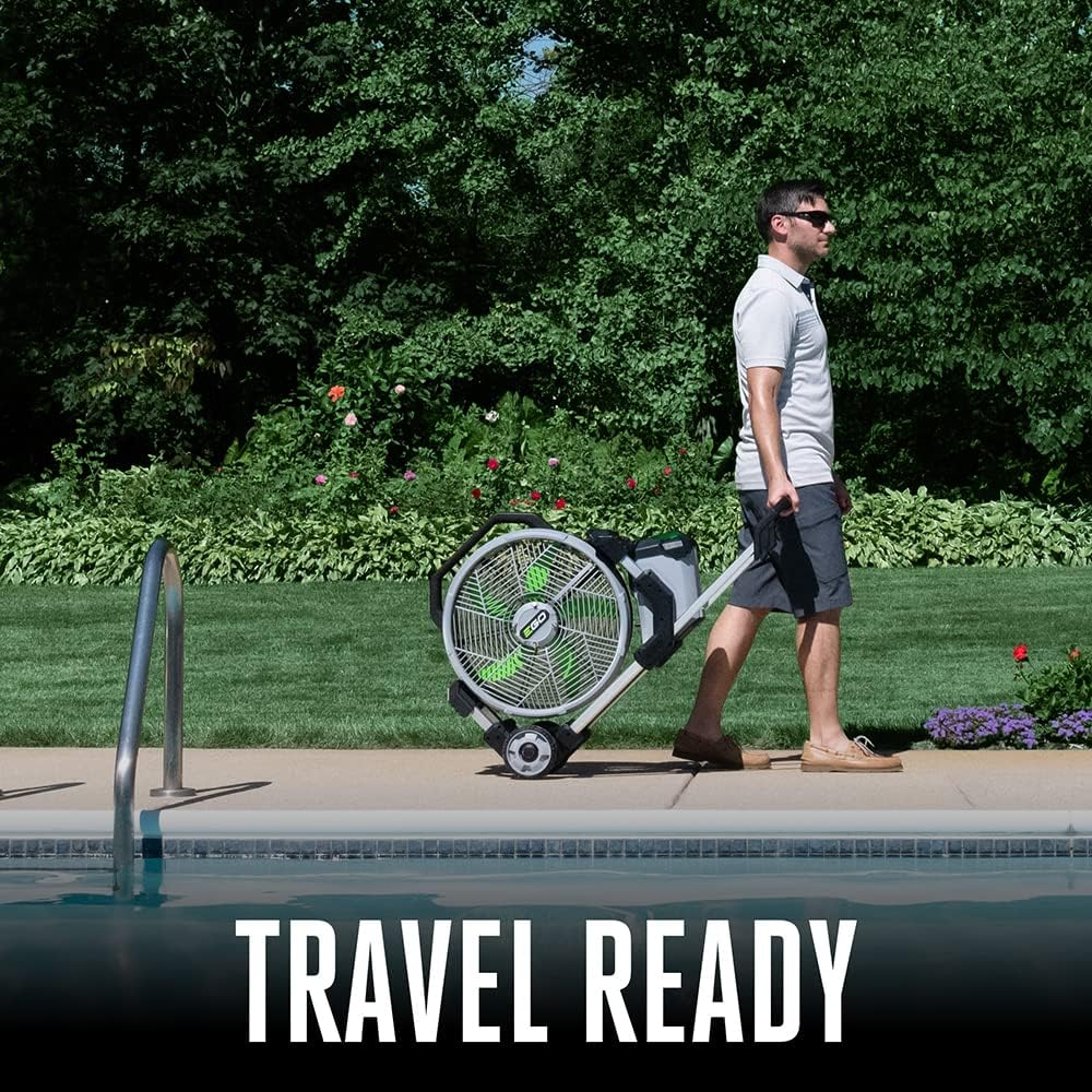 🌟 Best Seller | 10" Cordless High Velocity Oscillating Misting Fan for EGO 56V Battery, Portable Outdoor Cooling Fan for Patio Deck & Backyard Camping 🏕️