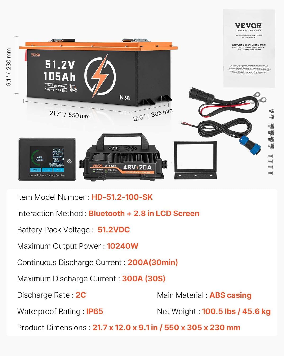 🔥Summer Sale🔥VEVOR 48V 105Ah Golf Cart Lithium Battery