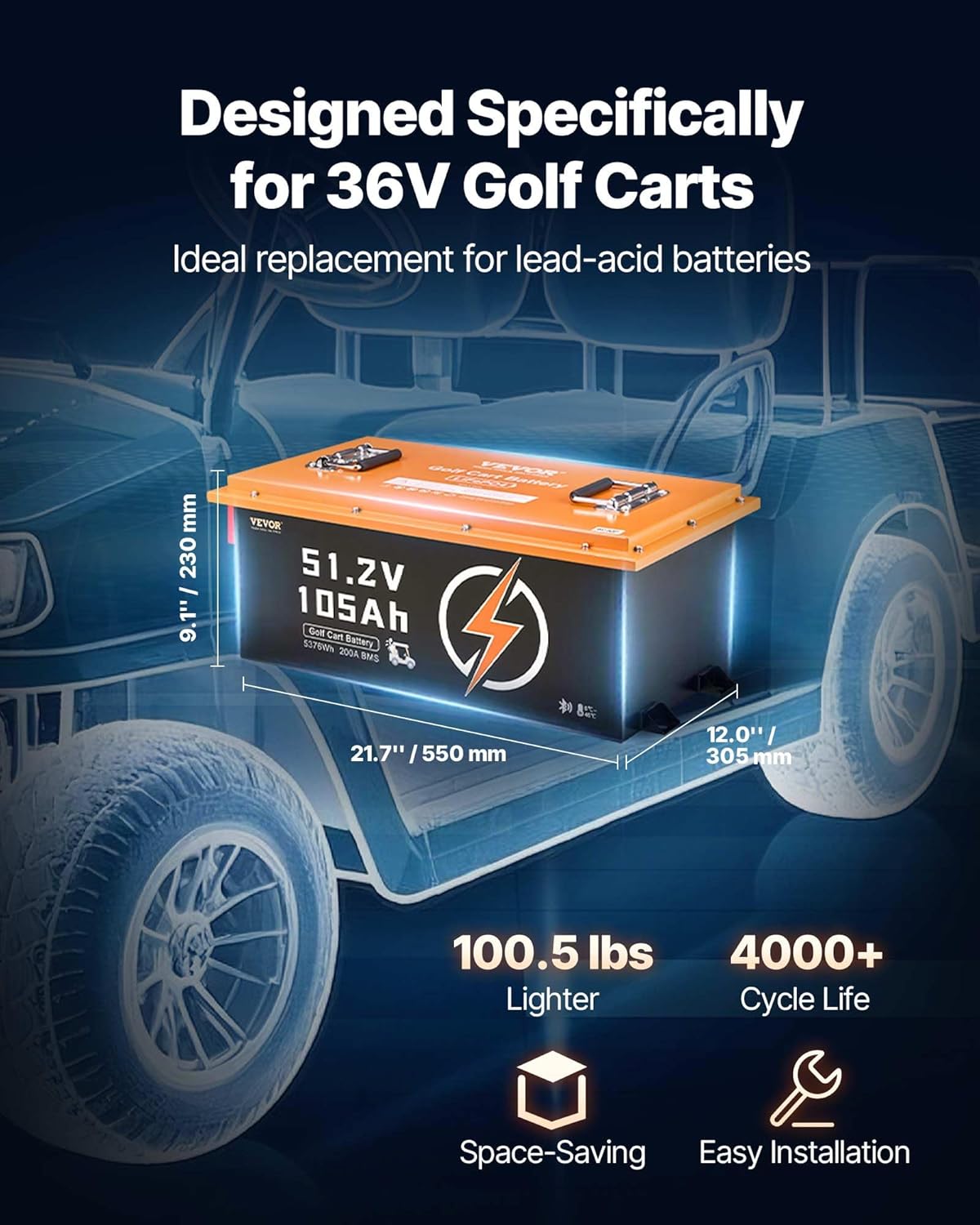 🔥Summer Sale🔥VEVOR 48V 105Ah Golf Cart Lithium Battery