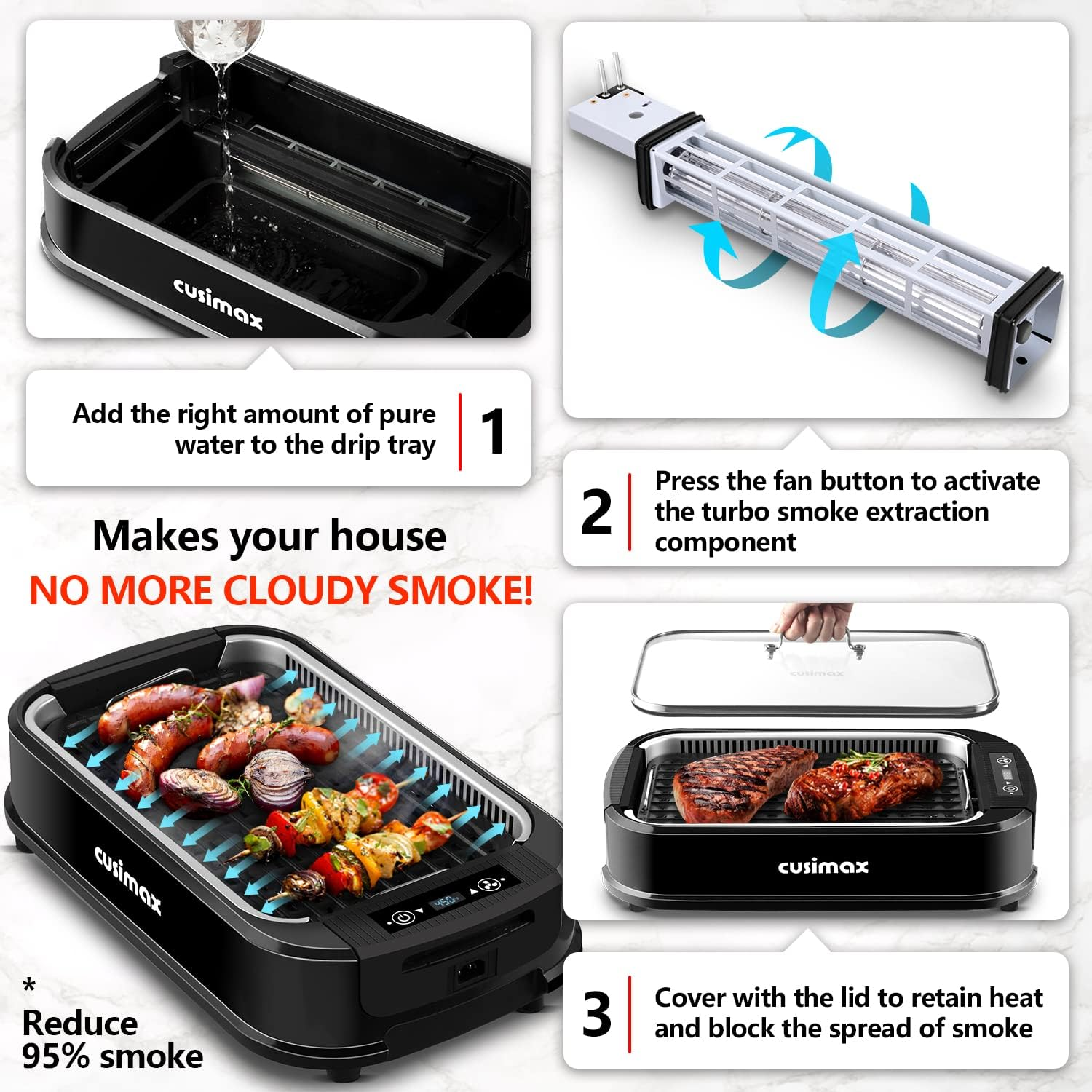 LIMITED TIME OFFER | Smokeless Indoor Electric BBQ Grill – Nonstick 2-in-1 Grill & Griddle for Healthy Family Cooking
