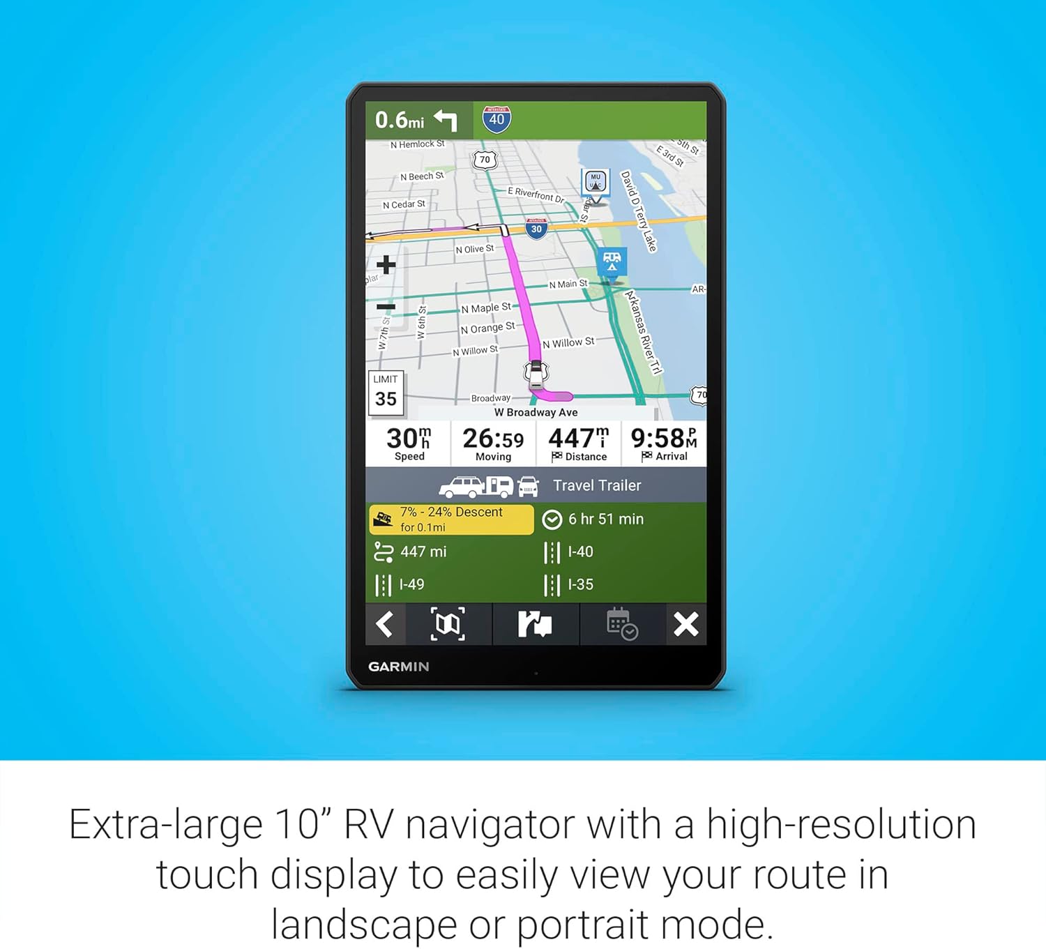 🔥Hot Sale🔥Easy-to-Read 10” GPS Navigator with Dash Cam for RV