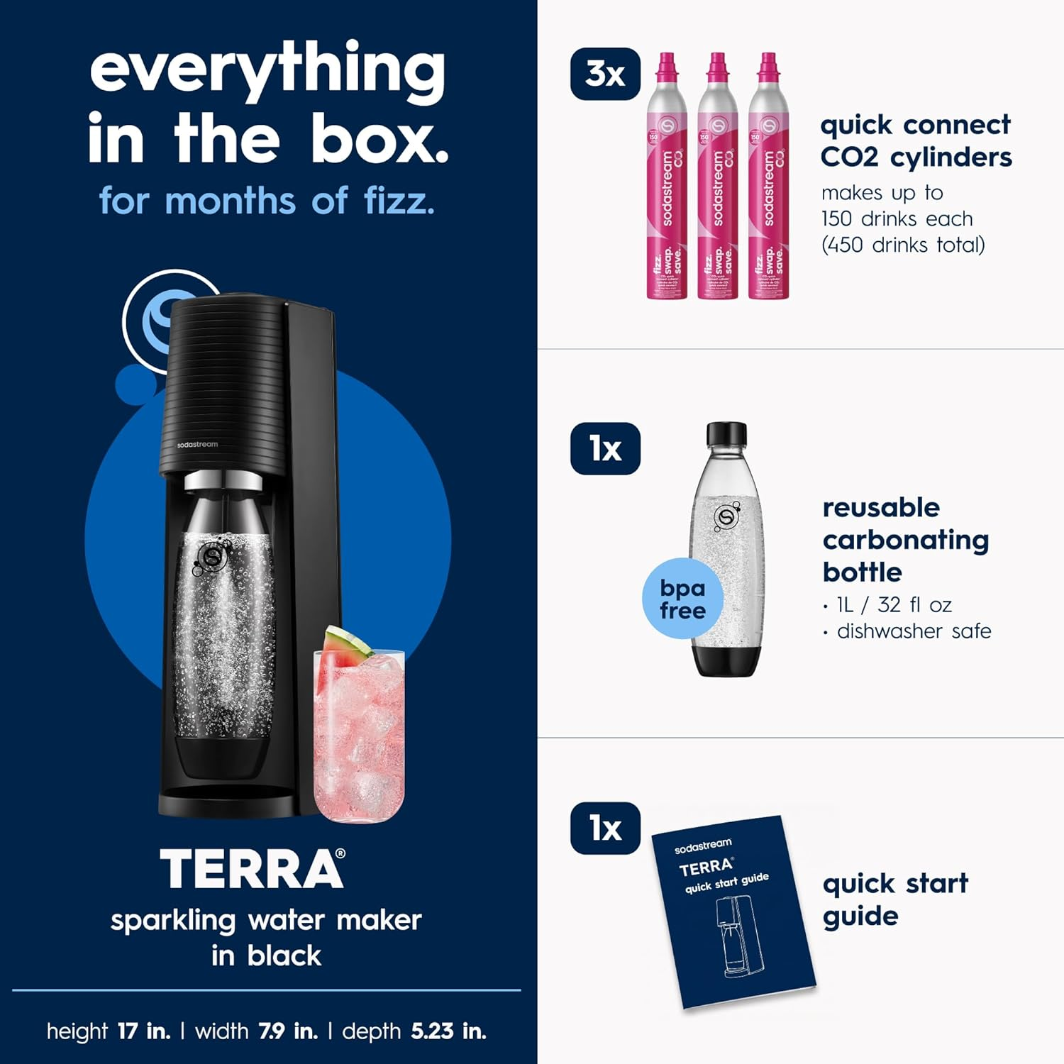 ⚡ [Flash Sale] SodaStream Terra Sparkling Water Maker Bundle with 3 x 60L Quick Connect CO2 Cylinders