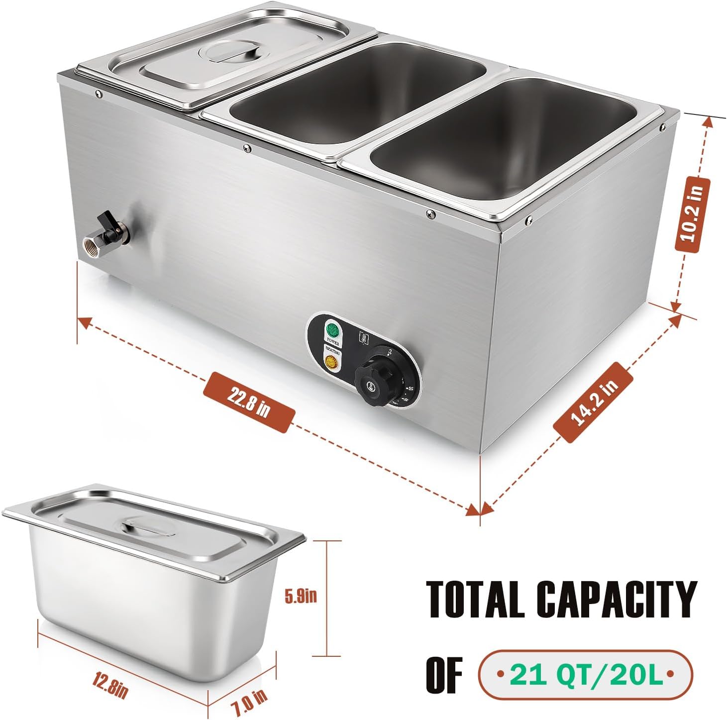 3-Pan Commercial Food Warmer