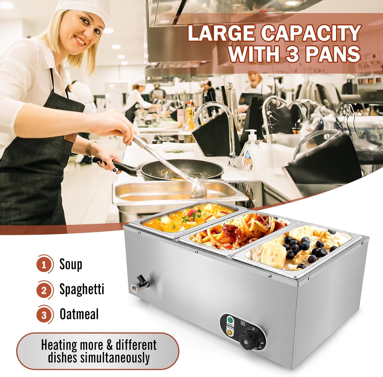 3-Pan Commercial Food Warmer