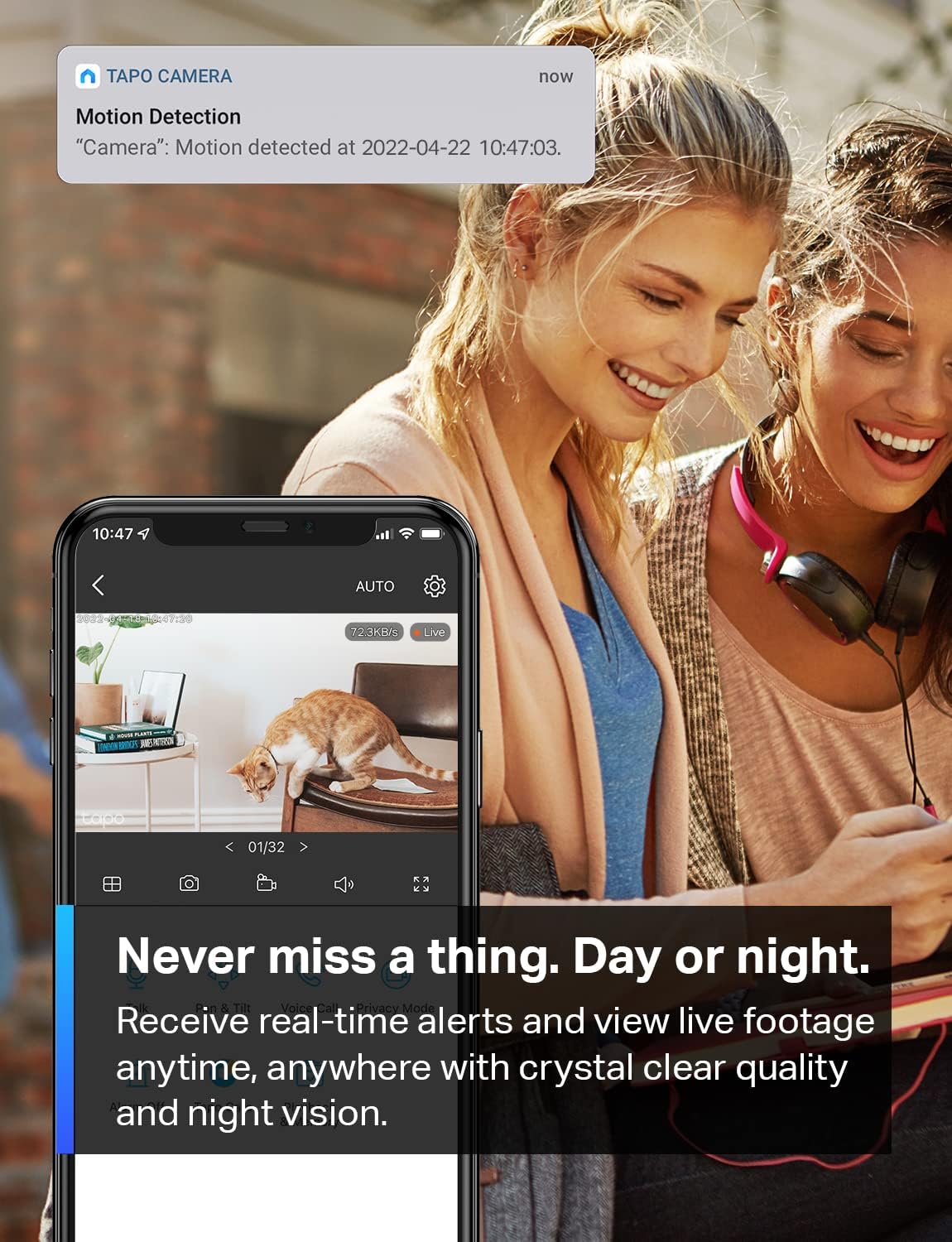 1080P Indoor Security Camera for Baby Monitor, Dog Camera w/Motion Detectio