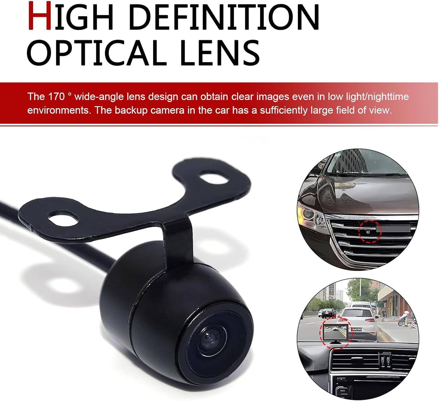 1 PC Car Reverse Backup Camera, 170 Wide Angle HD Night Vision with Bracket Wire Harness