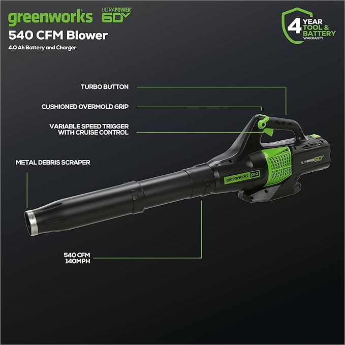 🔋 Energy-Saving Deal -Greenworks 60V Cordless Yard Tool Combo Kit with 4.0Ah Battery & Charger – 13" Dual-Line String Trimmer and 540 CFM Leaf Blower