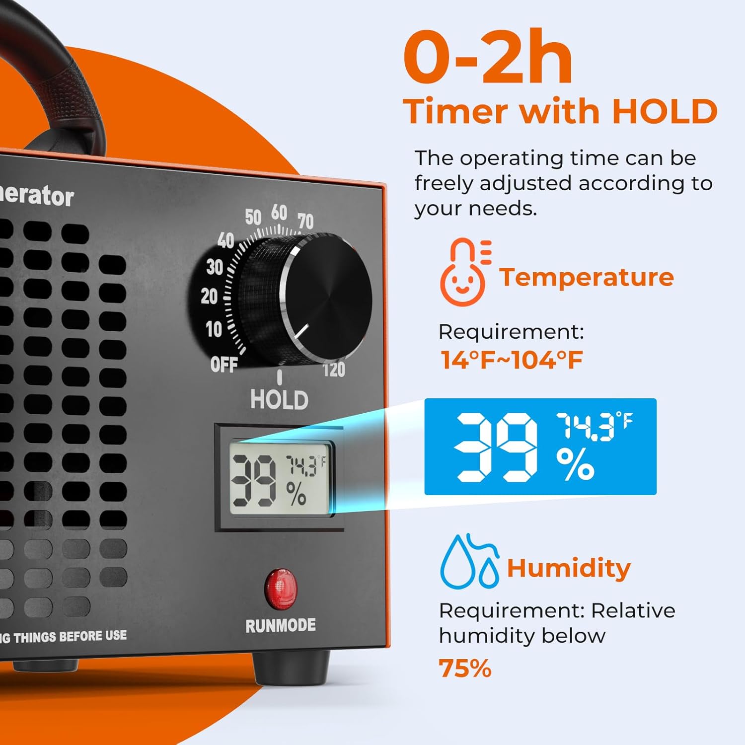 Ozone Generator 160,000mg/H with Temp/Humidity Display