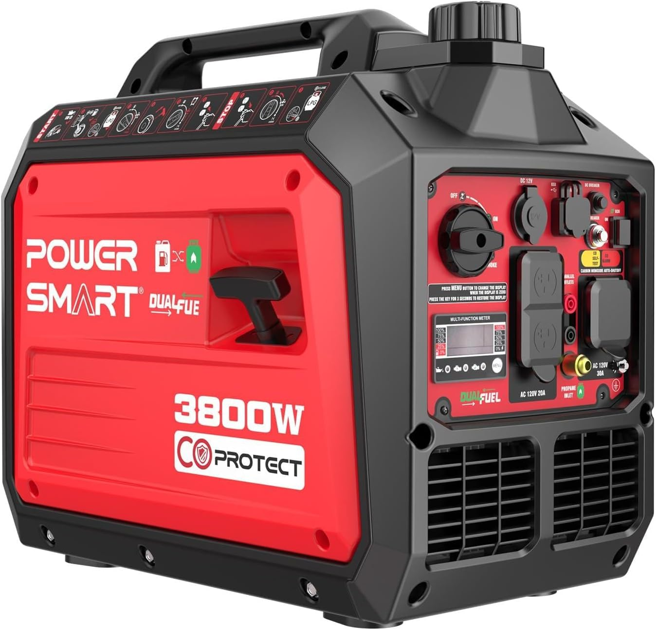 PowerSmart 2500-Watt Portable Inverter Generator, Gas Powered Quiet Inverter with CO Protect, EPA Compliant, Parallel Ready for RV Camping & Home Emergency Power