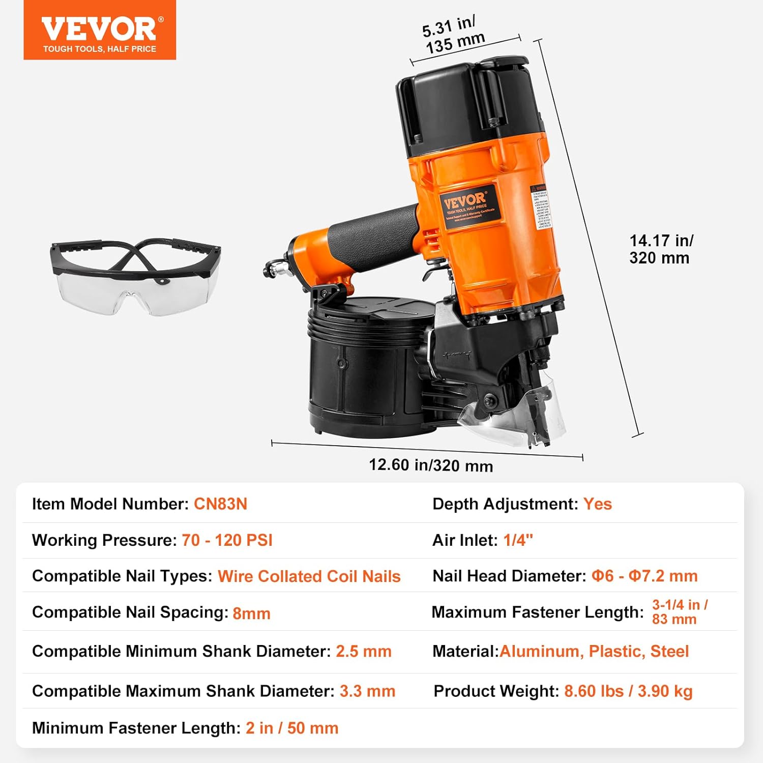 🔥Summer Sale🔥VEVOR Coil Siding/Framing Nailer