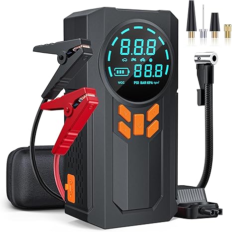🔥FINAL HOURS🔥GOOLOO A3 Jump Starter with Air Compressor, 3000A Portable Car Battery Booster (9.0 Gas/6.5L Diesel) with 150PSI Auto-Shutoff Tire Inflator, 12V Supersafe Lithium Jump Box Car Battery Jumper Starter