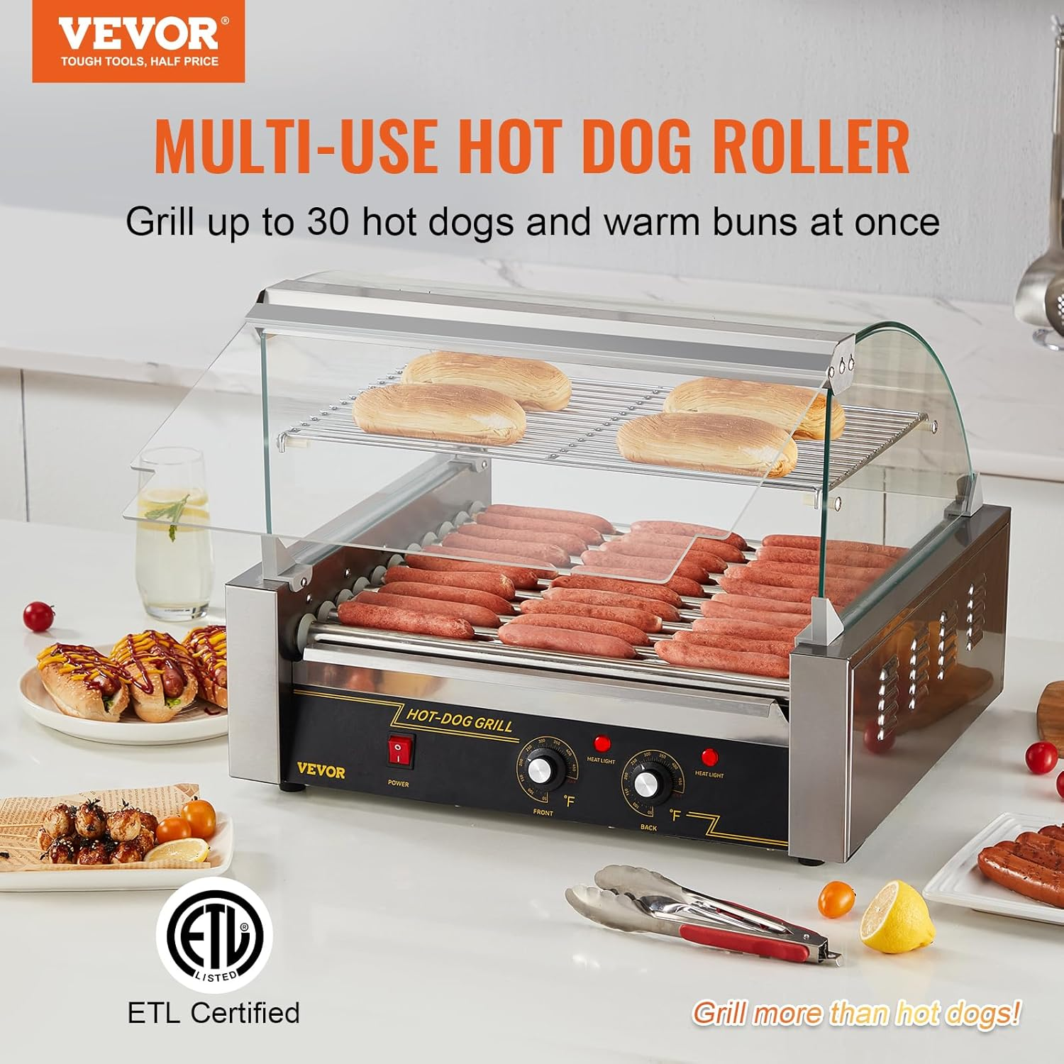 ⚡LIMITED-TIME OFFERS- Electric Hot Dog Roller Machine with Cover | Dual Temp Control Stainless Steel Sausage Grill Cooker 🌡️