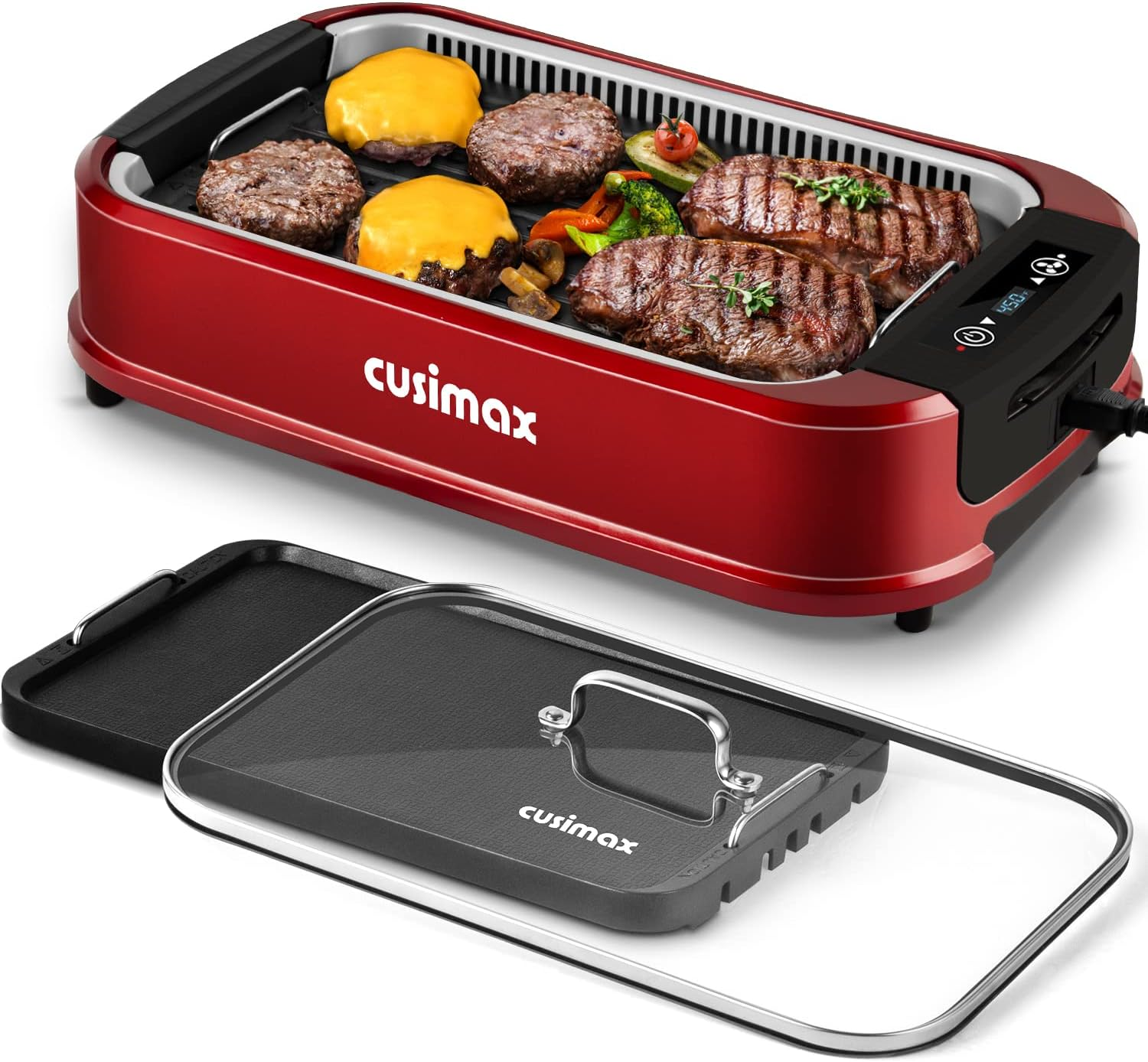 LIMITED TIME OFFER | Smokeless Indoor Electric BBQ Grill – Nonstick 2-in-1 Grill & Griddle for Healthy Family Cooking