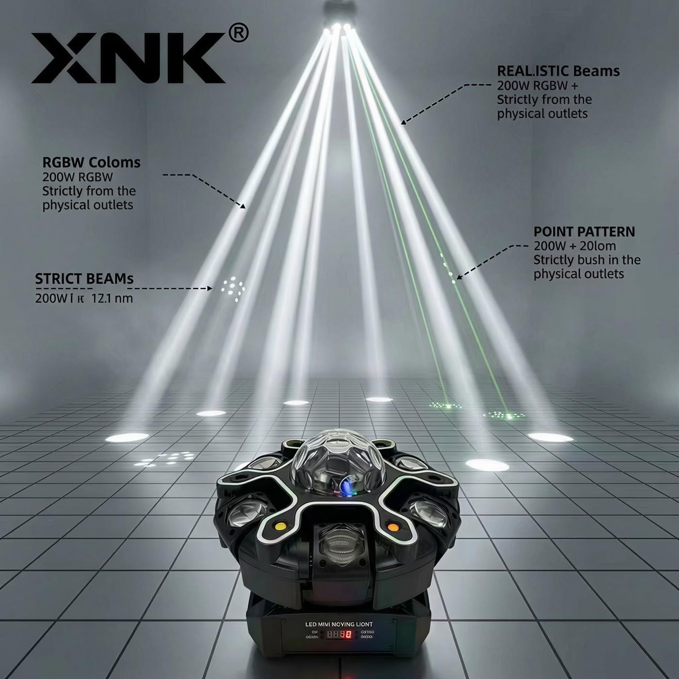 XNK Moving Head DJ Light 12-Arm RGBW Stage Light