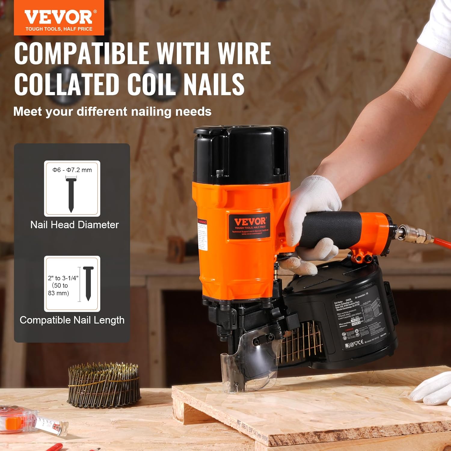 🔥Summer Sale🔥VEVOR Coil Siding/Framing Nailer