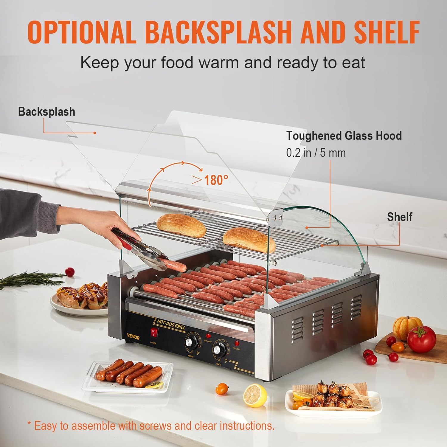 ⚡LIMITED-TIME OFFERS- Electric Hot Dog Roller Machine with Cover | Dual Temp Control Stainless Steel Sausage Grill Cooker 🌡️