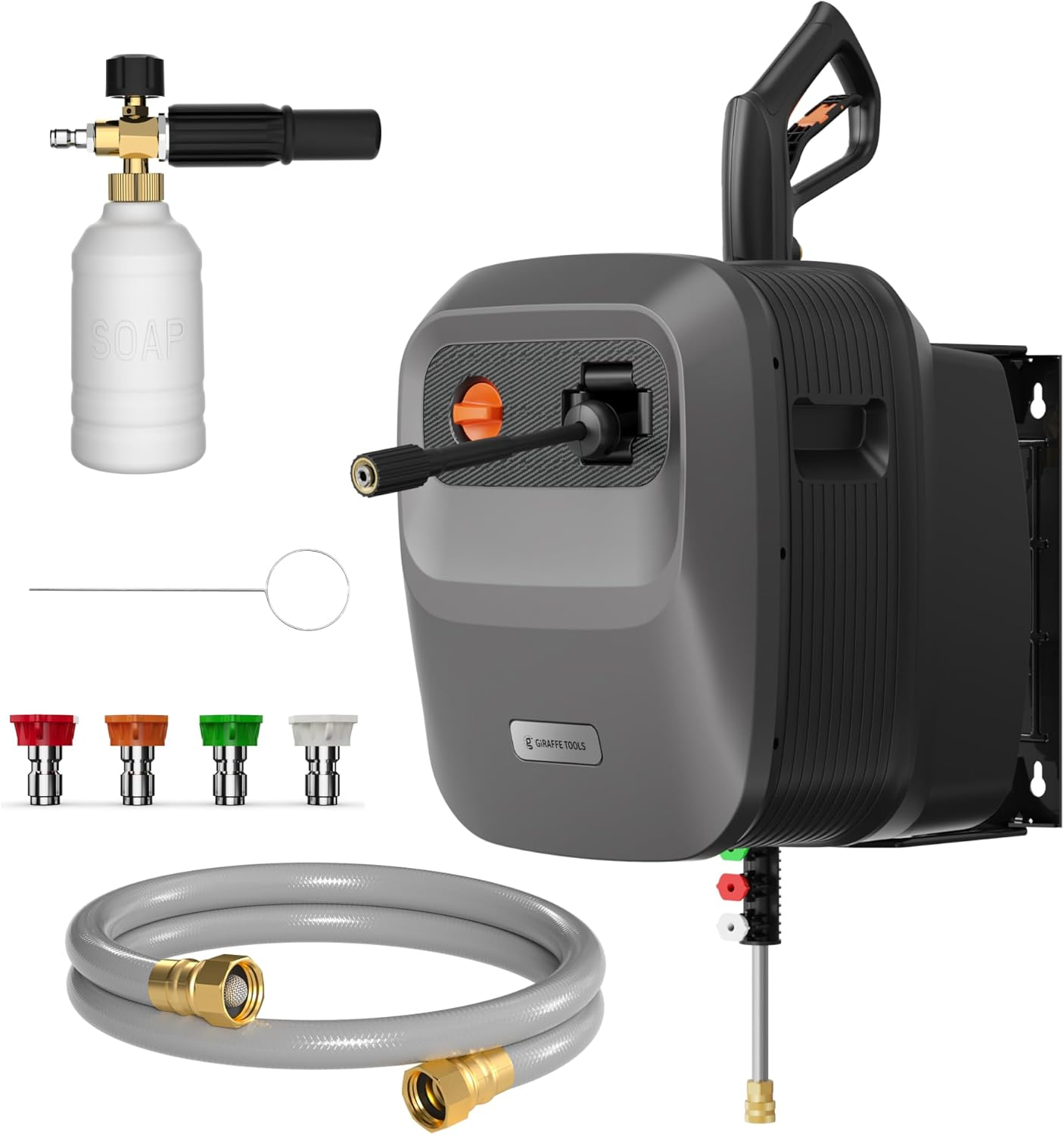⚡ [LIMITED TIME OFFER] Giraffe Tools G20 Pro Wall Mount Electric Power Washer with 65ft Auto-Retract Hose & Foam Cannon 🚚