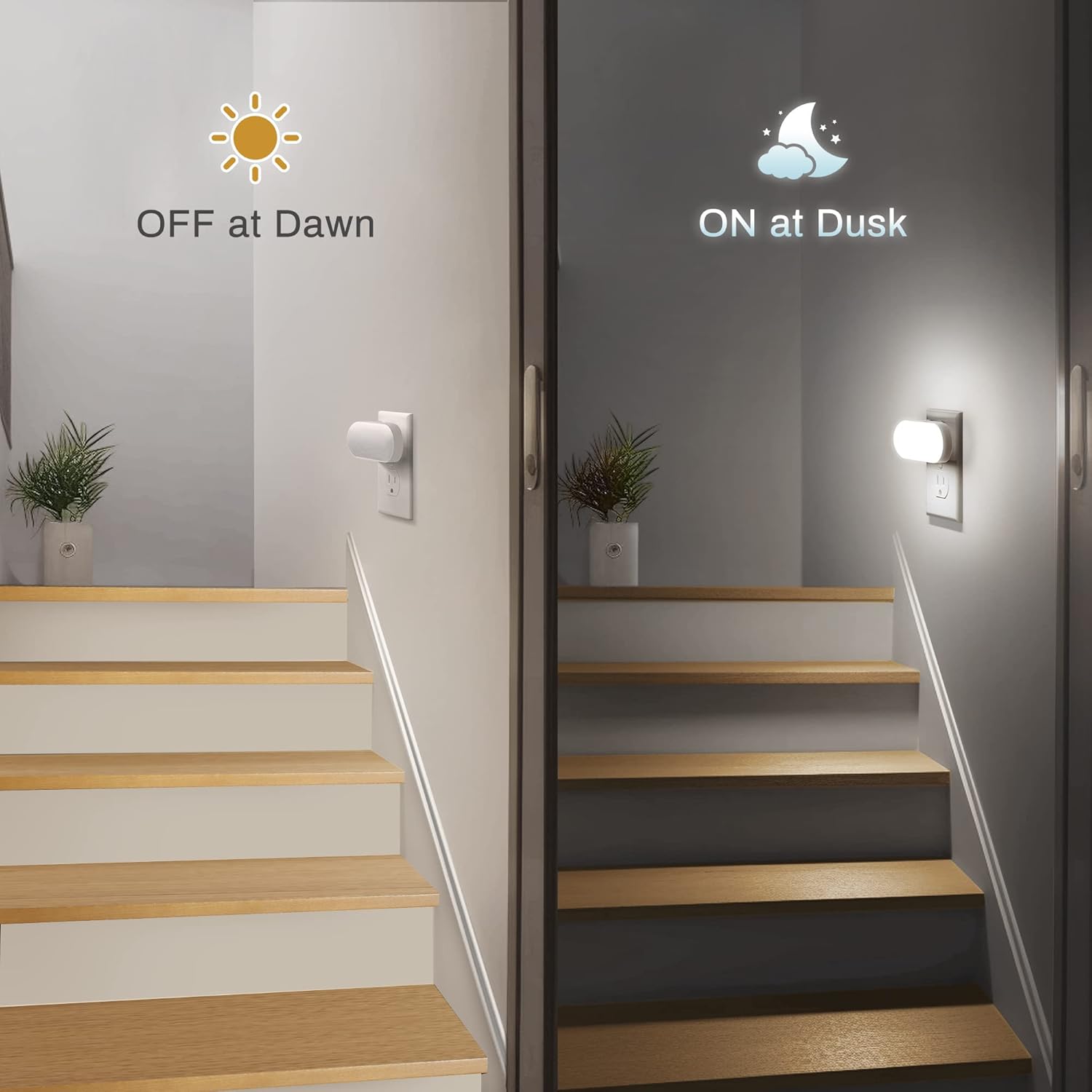 Led Night Light, Plug into Wall, [2 Pack] with Dusk to Dawn Sensor, 1W 5000K Dimmable Night