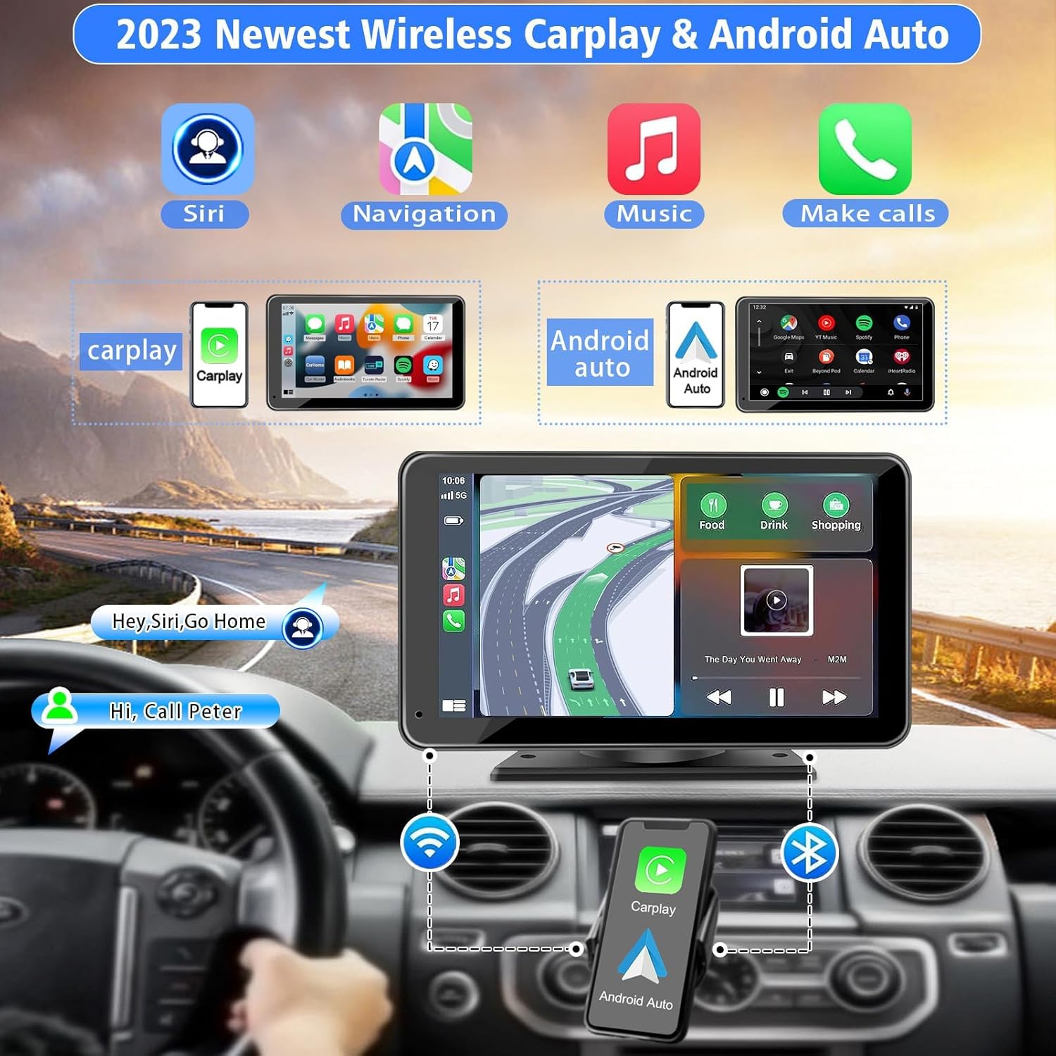 🚗🔥 Portable Wireless Apple CarPlay & Android Auto Screen – Smart, Wireless, HD Touchscreen Driving Upgrade ⚡📱