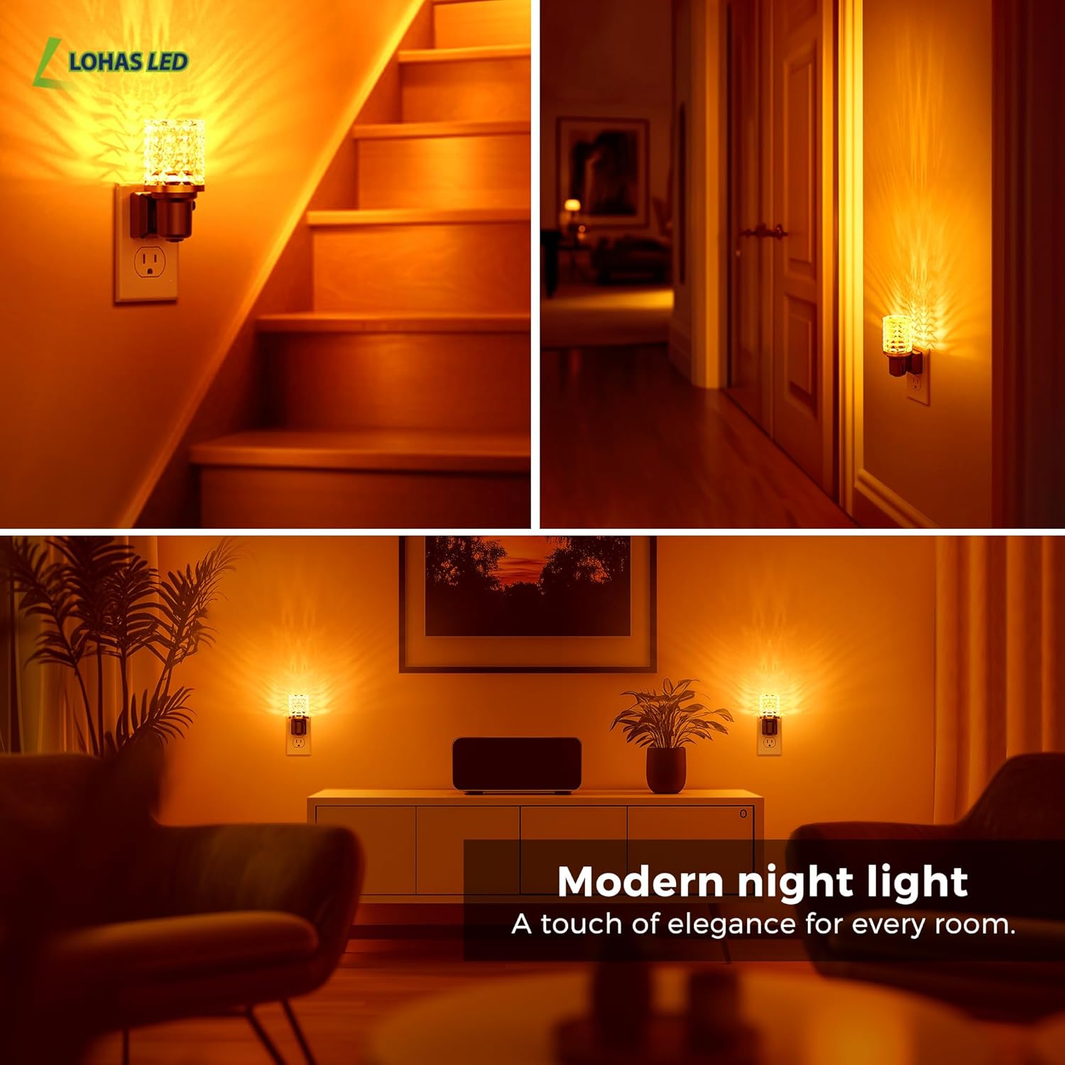 LED Night Light, 2 Pack Dimmable Night Lights Plug into Wall