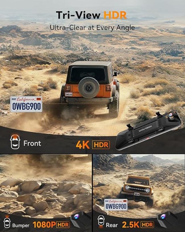 WOLFBOX G900 PRO Mirror Dash Cam with STARVIS 2 IMX678 128GB Card 5.8GHz WiFi 4K Front 2.5K Rear Video TikTokShopHolidayHaul Dashcam for Cars WOLFBOX G900 PRO Mirror Dash Cam with STARVIS 2 IMX678 128GB Card 5.8GHz WiFi 4K Front 2.5K Rear Video TikTokShopHolidayHaul Dashcam for Cars