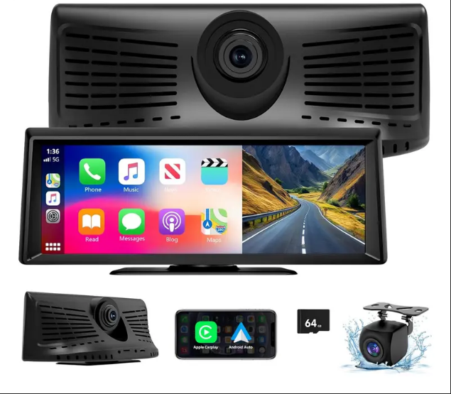 【New Release】2026 Dash Cam with 8.14" Wireless CarPlay Touchscreen, Wireless Carplay & Android Auto, 1080P Backup Camera, 2K Front, Mirror Link/Bluetooth/GPS Navigation/Satellite Radio for All Vehicles