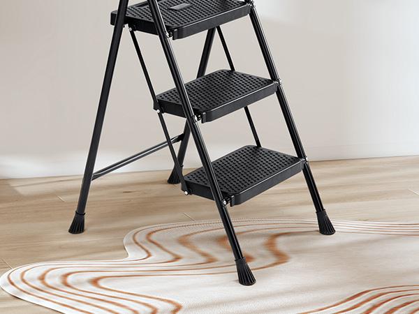 Step Ladder, Foldable Stool with Wide Pedal, Cushioned Handle, 800lbs Capacity for Home Kitchen and Outdoor