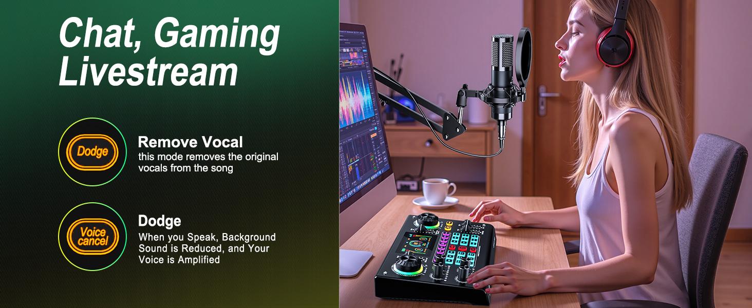 【US】Ideanthro C200 PRO-P15 Sound Card Kit | Dual-core DSP | Audio mixer with dual microphone and headphone connectivity | Adjustable tone and voice changer | Streaming equipment for PCs and mobile devices