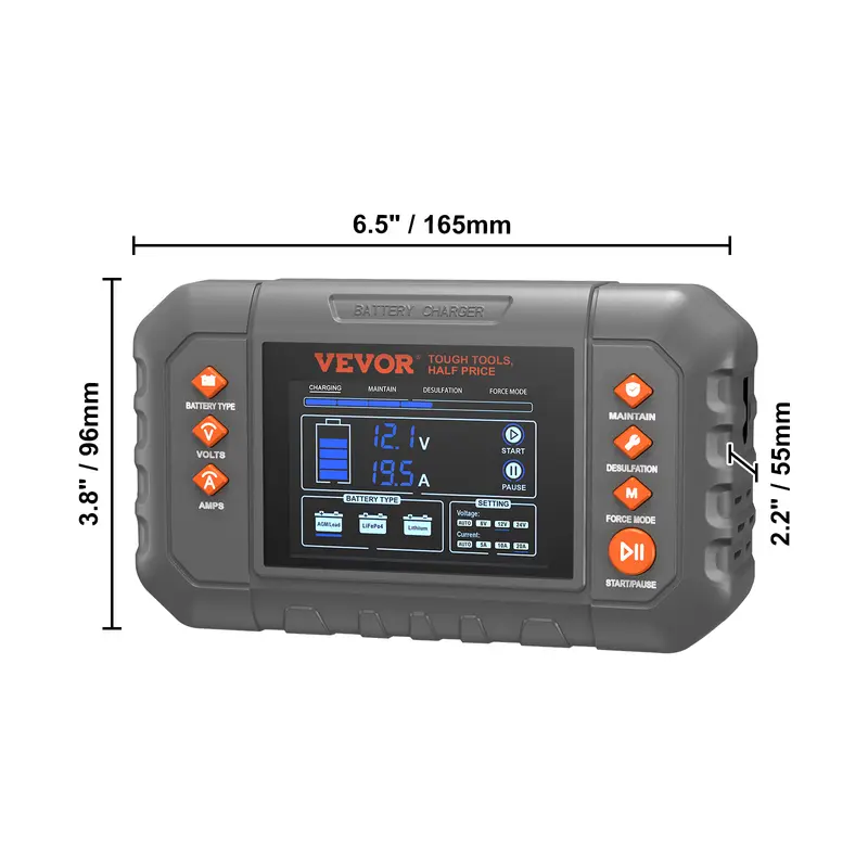 【BIG SALE】Smart Battery Charger, Summervibes, Various specifications, Lithium LiFePO4 Lead-Acid (AGM / Gel / SLA) Car Battery Charger with LCD Display, Trickle Charger Maintainer Desulfator for Boat Motorcycle Lawn Mower Deep Cycle