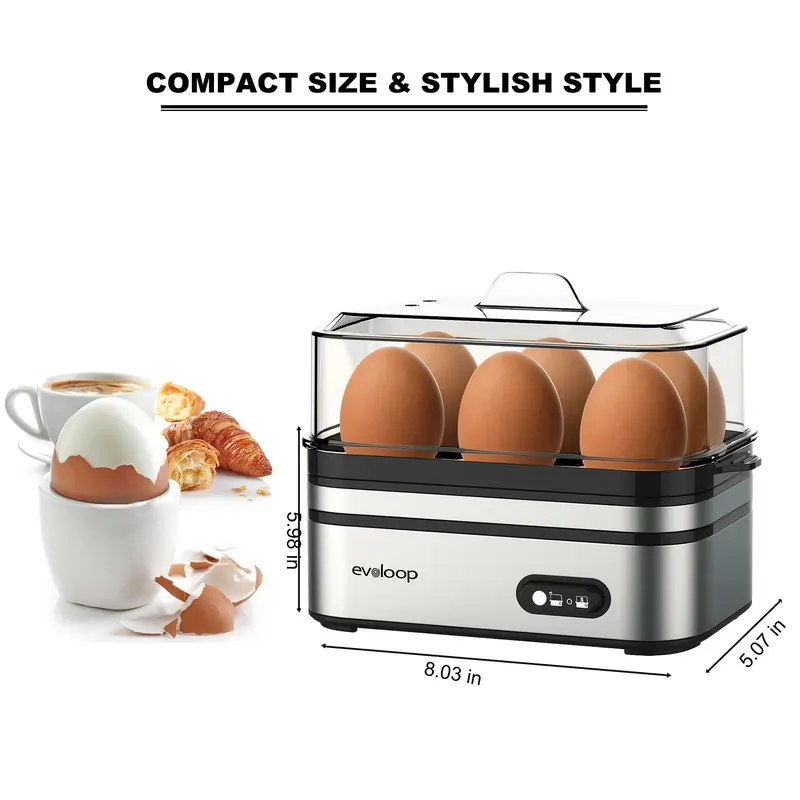 【BIG SALE】EVOLOOP Rapid Egg Cooker 6 Egg Capacity BPA free Electric Egg Cooker for Hard Boiled Eggs, Poached Eggs, Scrambled Eggs, or Omelets，Easy and Convenient Way to Prepare Delicious Eggs ,outdoor gear Kitchen Appliances