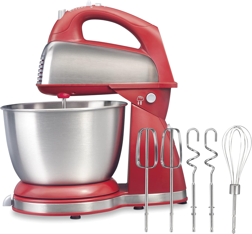 【BIG SALE】This classic 2-in-1 stand mixer features 6 speed settings, 290 watts of power, 5 attachments, a 4-quart stainless steel mixing bowl, and a detachable hand mixer. It is suitable for baking, kneading, whipping, and more.