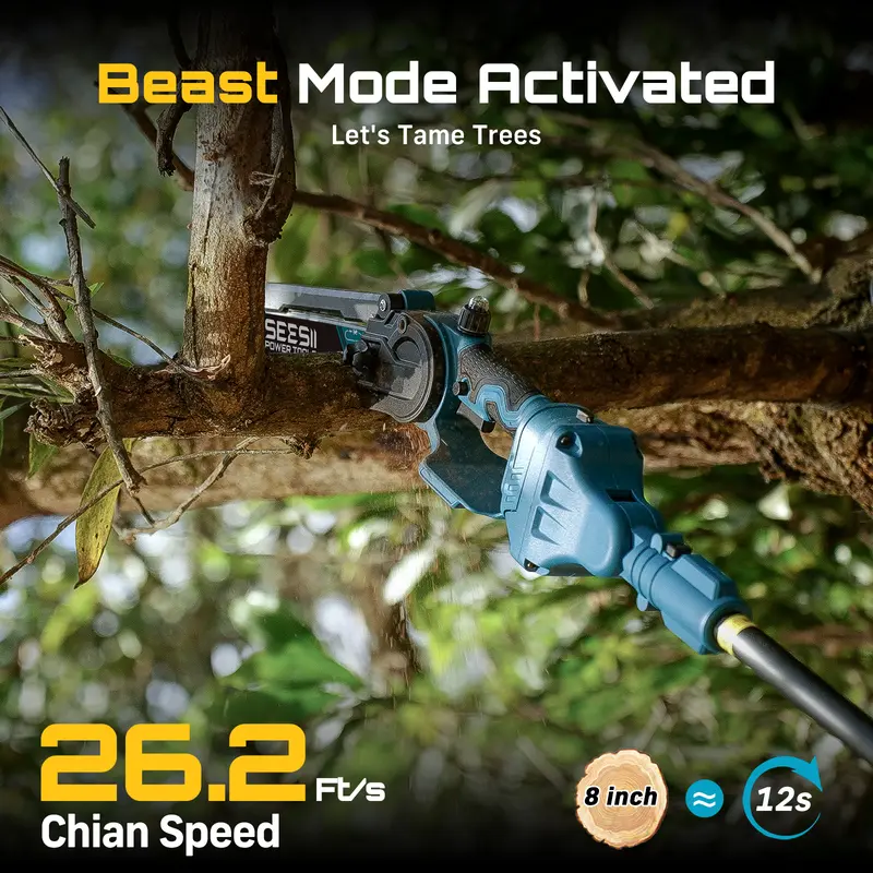 【Spotlight Day】SEESII 2 in 1 Cordless Pole Saw & Mini Chainsaw with 2 Batteries, Power Electric Polesaw for Tree Trimming, Chain Saw with Extension Pole, 16ft Reach, Limb Branch Cutter Pruner P8 Ace/P6 Ace CH800