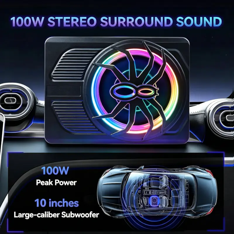 ANDEMAN Car Subwoofer (supports app control and colorful ambient lighting), suitable for all vehicle models.