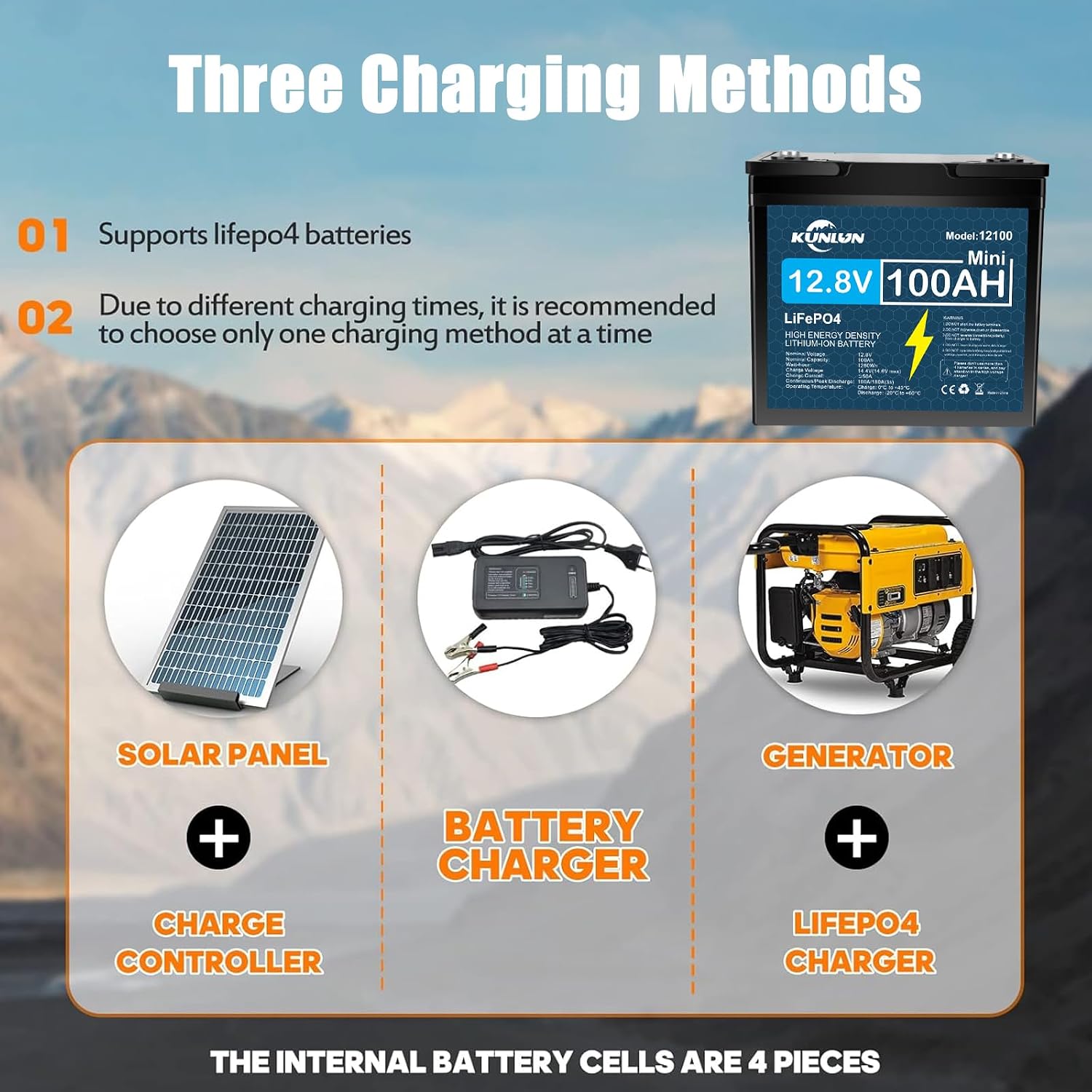 🔥Summer Sale🔥KUNLUN 12V 100Ah LiFePO4 High Capacity Battery