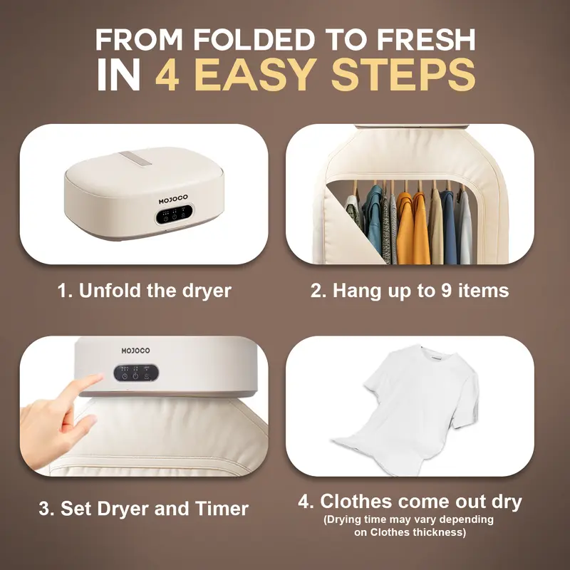 【New Release】Electric Portable Clothes Dryer 600W Mini Hanging Dryer for Apartment, Dorm, RV - Quick and Easy to Use with Dryer Bag Appliance Household