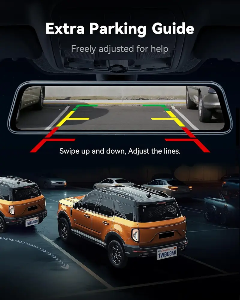 【Price Slash】WOLFBOX G840S 12" 4K Mirror Dash Cam with 5.8GHz WiFi & GPS Tracking, Dual Cameras, Night Vision, 32GB Card, 170° Front & 140° Rear Lenses, 24-Hour Parking Monitor, TikTokShopHolidayHaul - Automotive Video Recorder