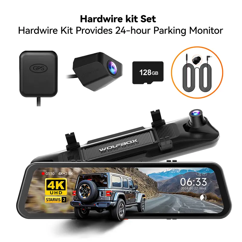 【New Release】WOLFBOX G900 PRO Mirror Dash Cam with STARVIS 2 IMX678 128GB Card 5.8GHz WiFi 4K Front 2.5K Rear Video TikTokShopHolidayHaul Dashcam for Cars