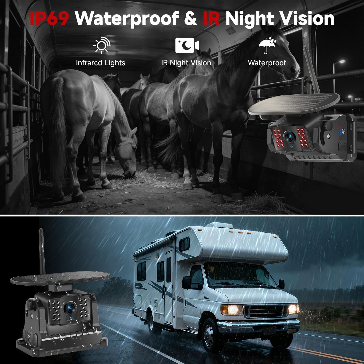 Dual Wireless Magnetic Backup Camera for Trailer - 7”