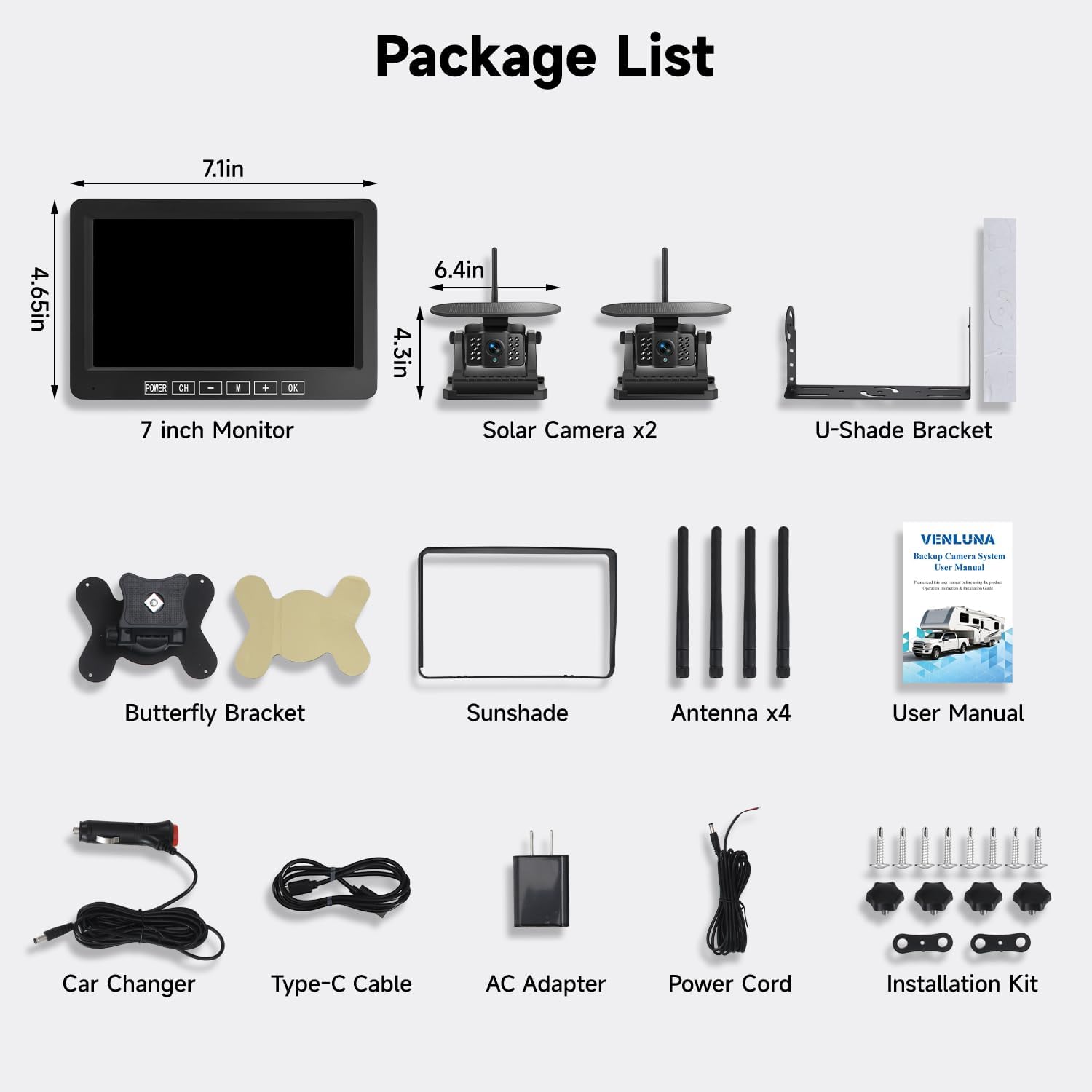 Dual Wireless Magnetic Backup Camera for Trailer - 7”