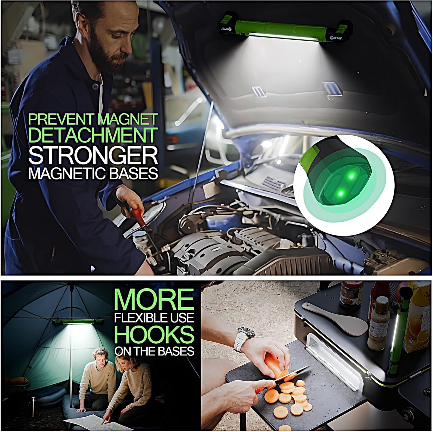 🔥FINAL HOURS🔥Magnetic Work Light - 3000LM Rechargeable LED Work Light Bar, 5200mAh Under Hood Mechanic Light for Garage, Workshop, Vehicle Inspection