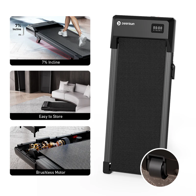 DeerRun Q2 Urban 7% Incline Under-desk Walking Pad with Smart Control