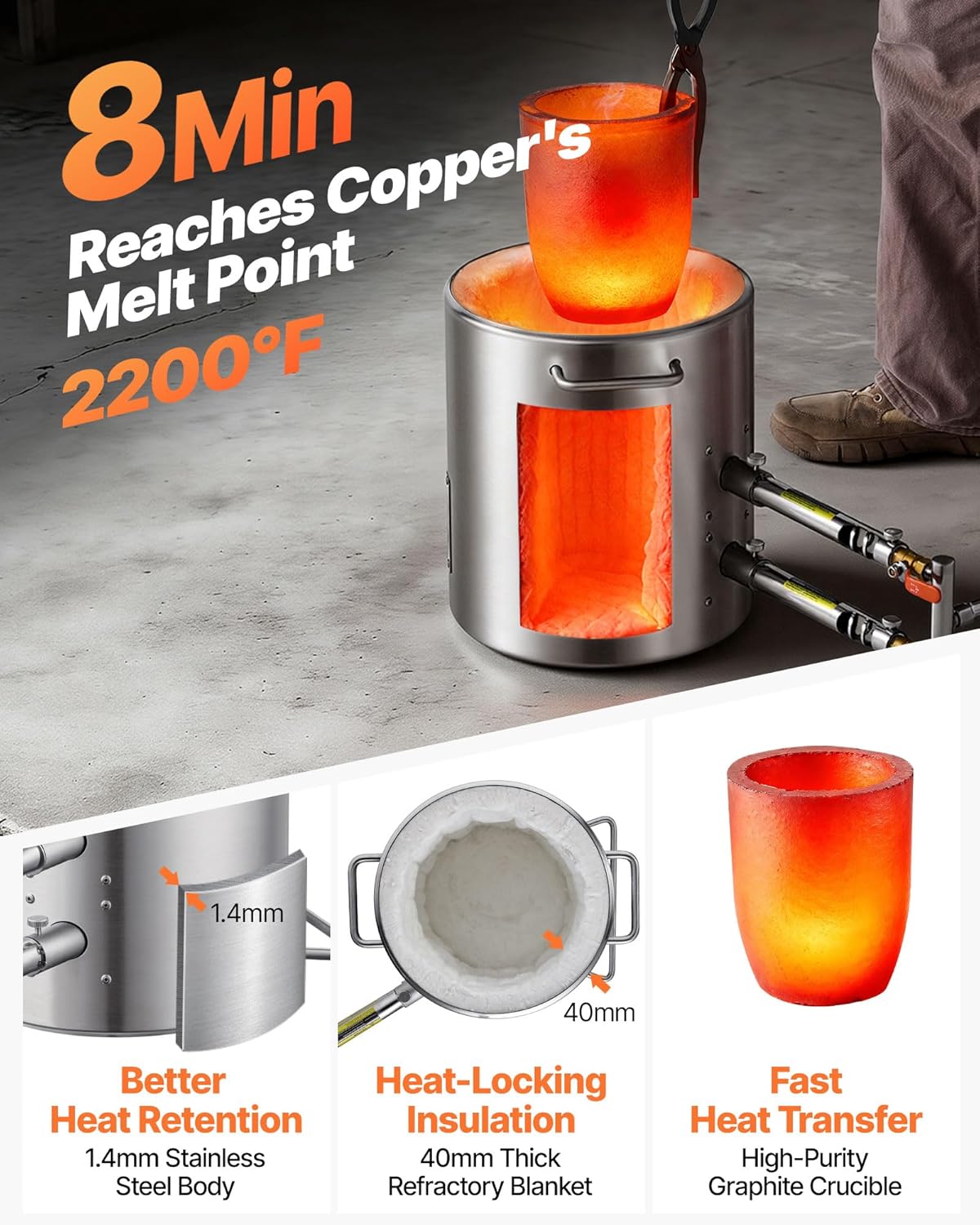 VEVOR 12KG Propane Melting Furnace Kit Large Capacity Foundry Home