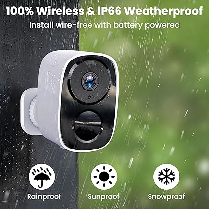 2K Security Cameras Wireless Outdoor, Free Cloud Storage, 1-6 Months Battery Life, Waterproof