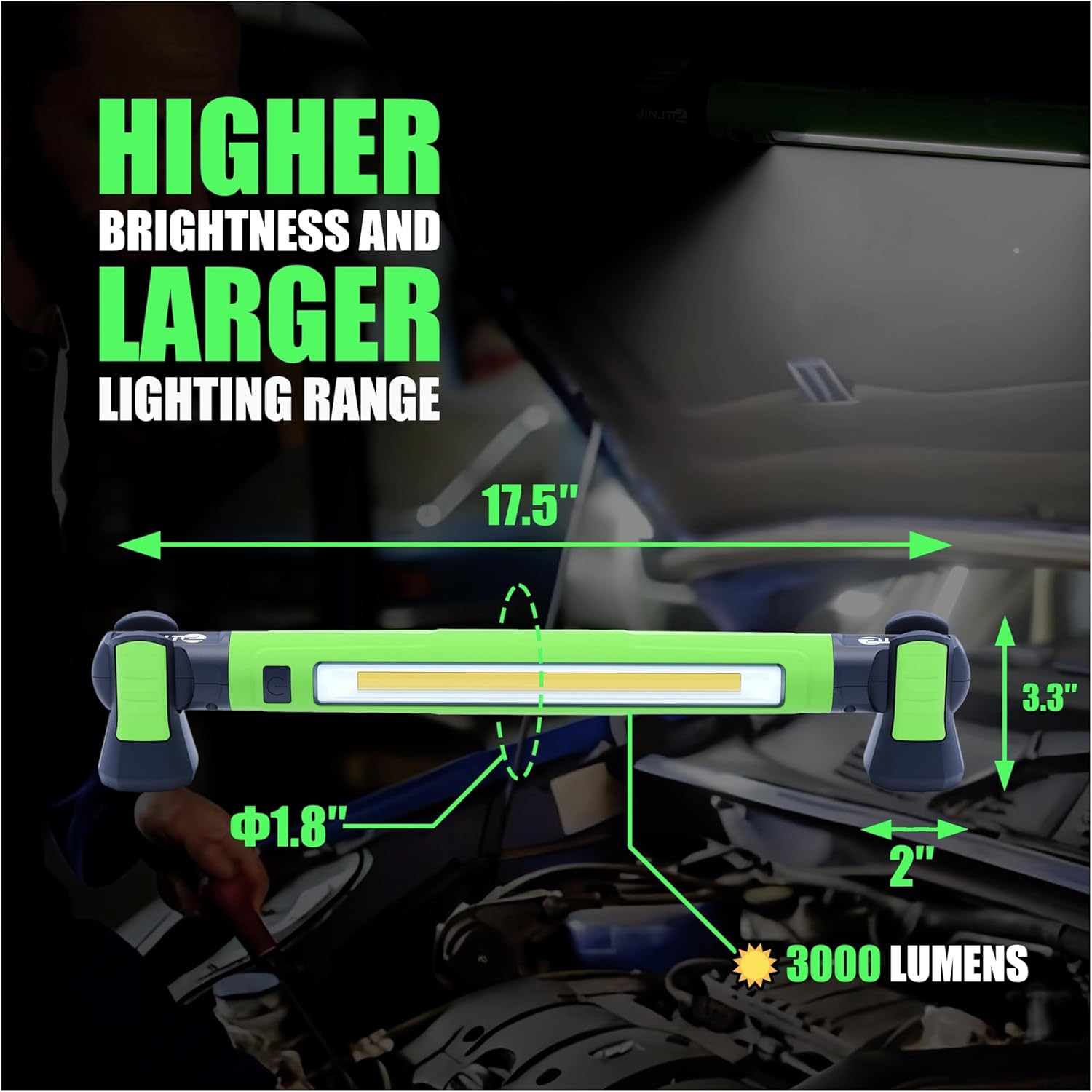 🔥FINAL HOURS🔥Magnetic Work Light - 3000LM Rechargeable LED Work Light Bar, 5200mAh Under Hood Mechanic Light for Garage, Workshop, Vehicle Inspection