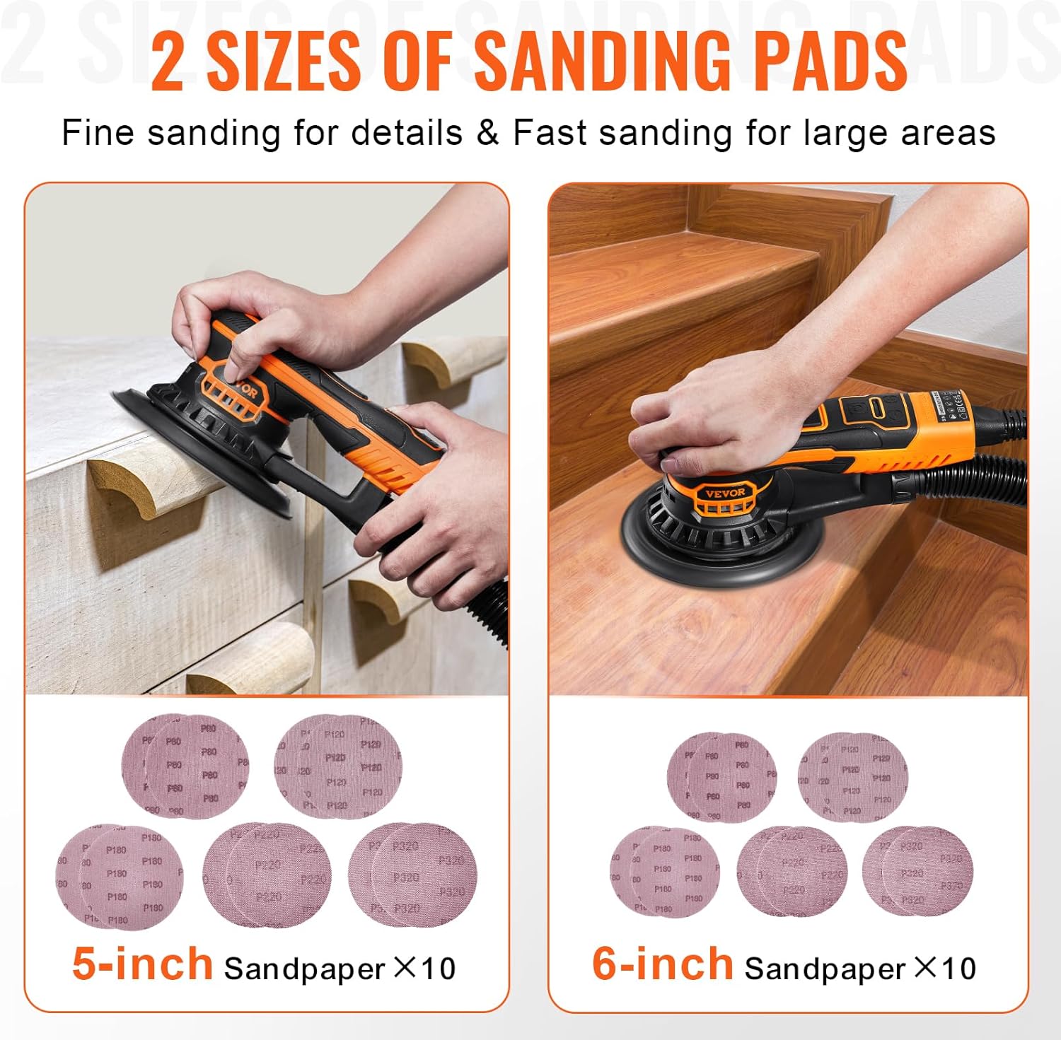 🔥Summer Sale🔥VEVOR Random Orbital Sander 5 & 6-Inch